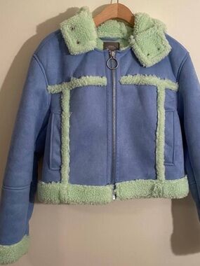 urban outfitters colorful shearling suede coat